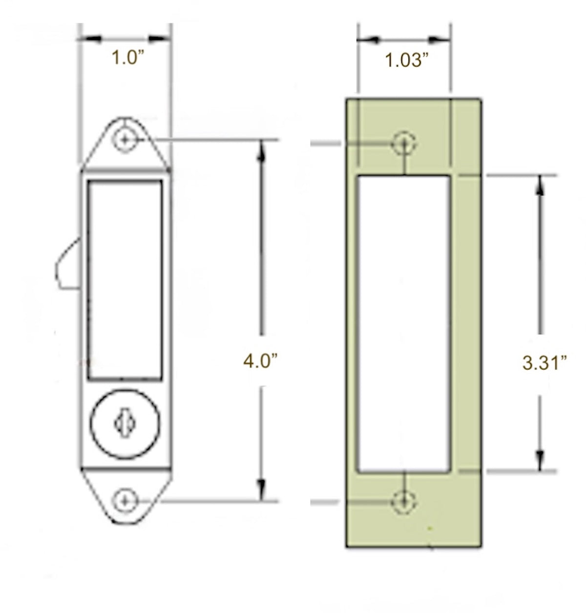 1A32258H03 trim lock for Eaton Cutler-Hammer, dimension drawing