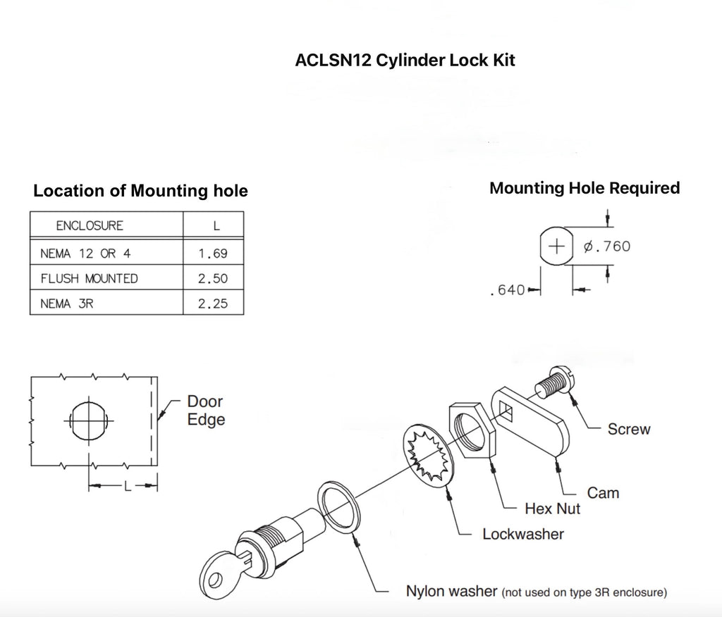 ACLSN12 cylinder lock | nVent Hoffman