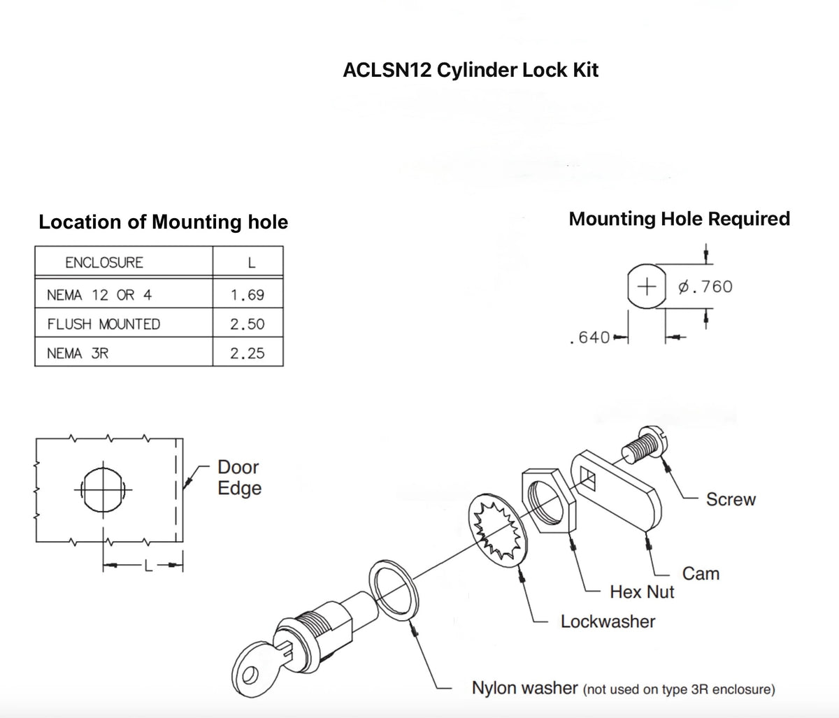 ACLSN12 cylinder lock | nVent Hoffman