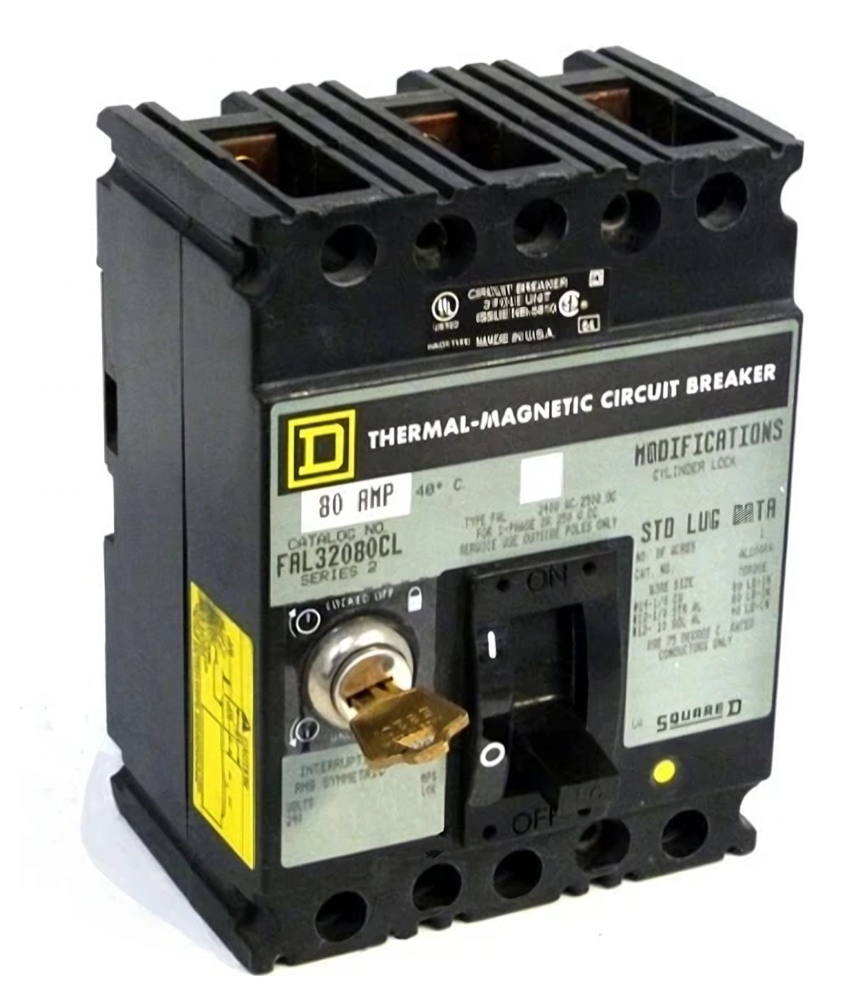 Molded case circuit breaker. Cat: FAL32080CL
