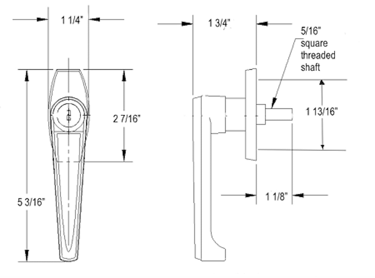 PK4NVL handle dimensions (in)